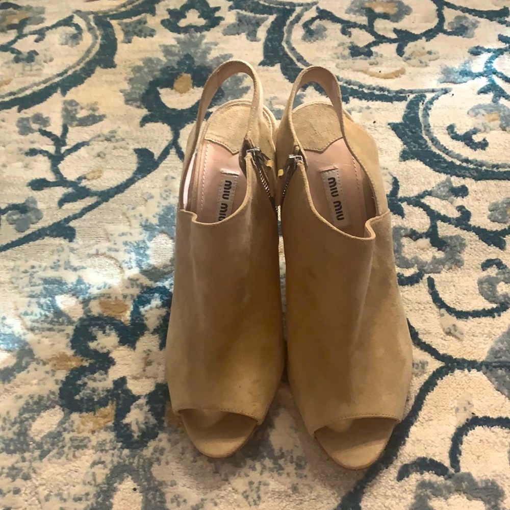Miu Miu Suede peep toe sling backs